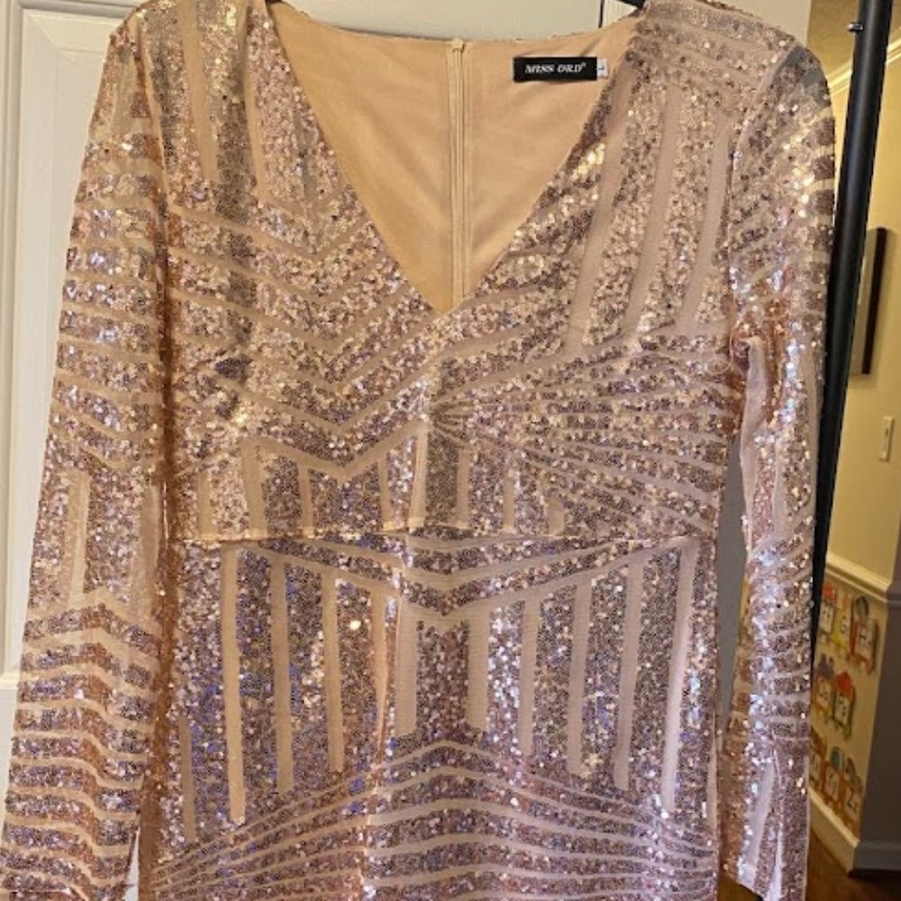Rose gold sequin dress